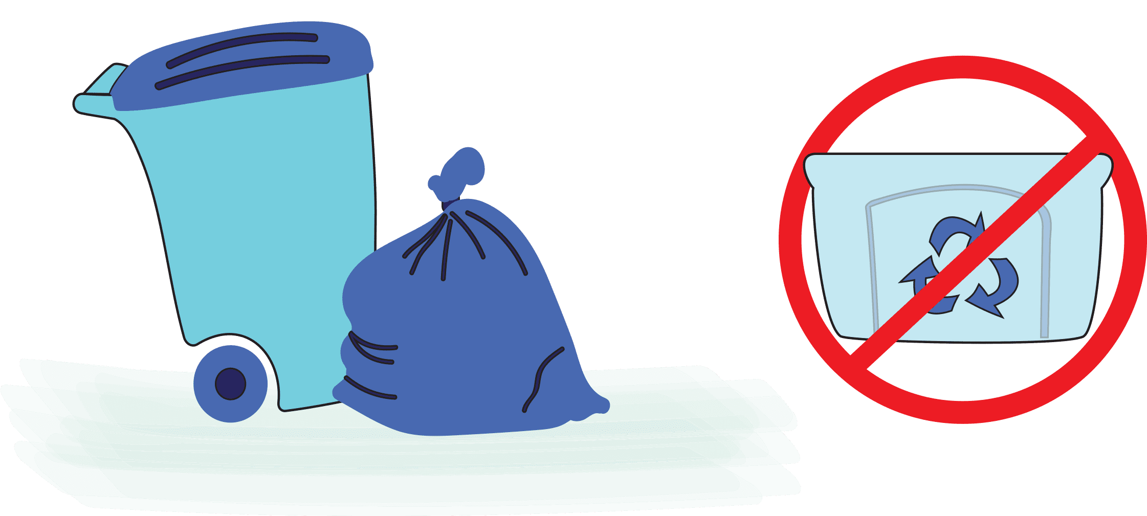 Coloca el recipiente de plástico en la basura del hogar — ¡no lo recicles!
